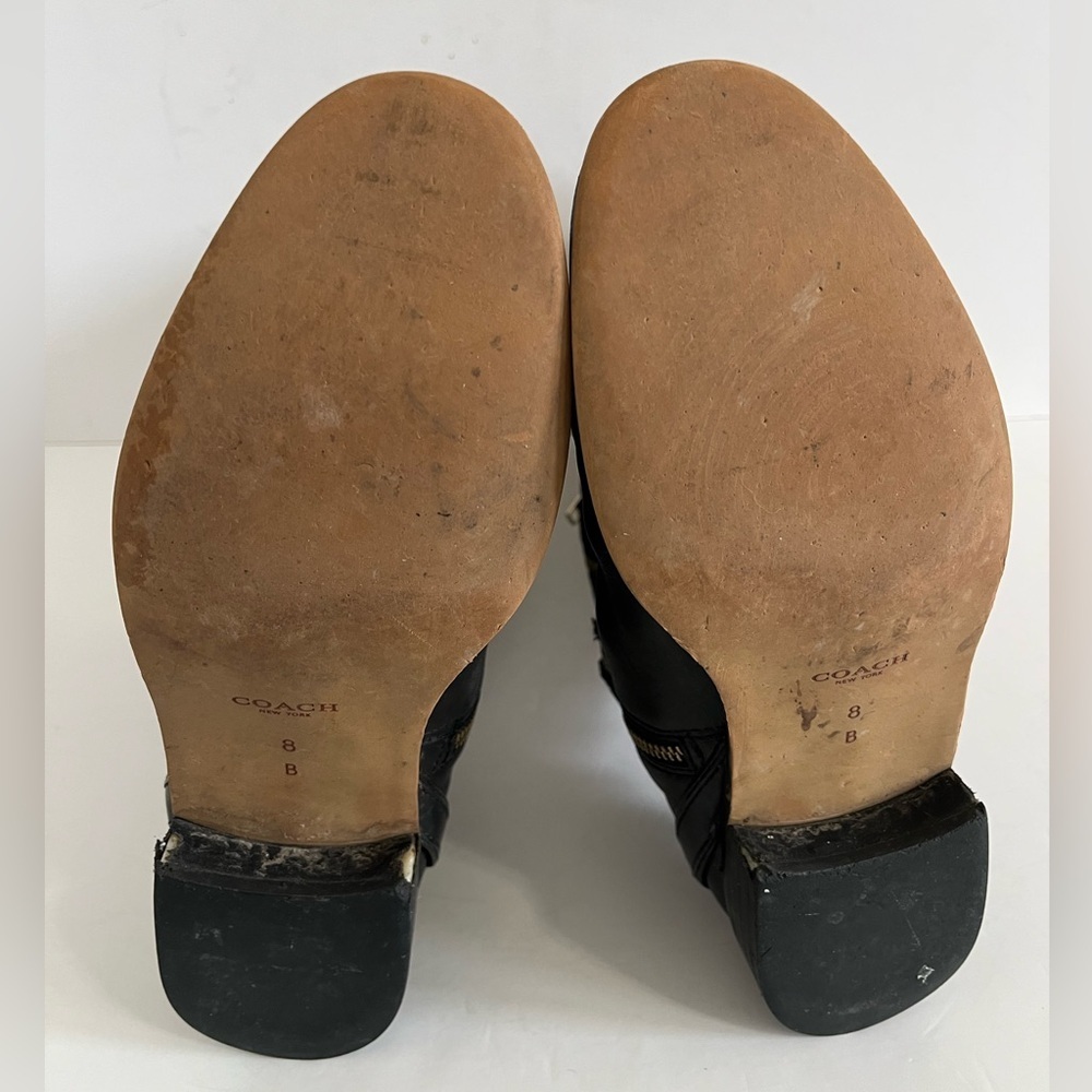 Coach Leather Knee High Boot Black Chestnut Size 8B - Picture 7 of 11